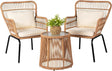 3 Piece Outdoor Wicker Furniture Bistro Set, Rattan Chairs Conversation Sets Porch Furniture - Julia M LifeStyles