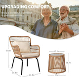 3 Piece Outdoor Wicker Furniture Bistro Set, Rattan Chairs Conversation Sets Porch Furniture - Julia M LifeStyles