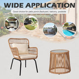 3 Piece Outdoor Wicker Furniture Bistro Set, Rattan Chairs Conversation Sets Porch Furniture - Julia M LifeStyles