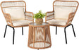 3 Piece Outdoor Wicker Furniture Bistro Set, Rattan Chairs Conversation Sets Porch Furniture - Julia M LifeStyles