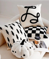 French Forest Black and White Checkerboard Throw Pillow Cover - Julia M LifeStyles