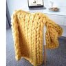 Nordic Chunky Knit Blanket Handmade Crochet Throw Knitted Blanket Sofa Blanket Oversized Woolen Blanket