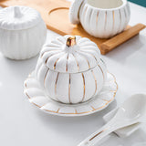 Creative Ceramic Pumpkin Cup, Steamed Egg Cup, Stewed Pot with Cover, Pure White Mini Bird's Nest Cup, Soup Cup - Julia M LifeStyles