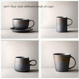 Vintage stoneware coffee cup made of pottery with rustic design