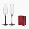 Champagne Crystal Glass Set in Red-Stem Elegant Gift Box