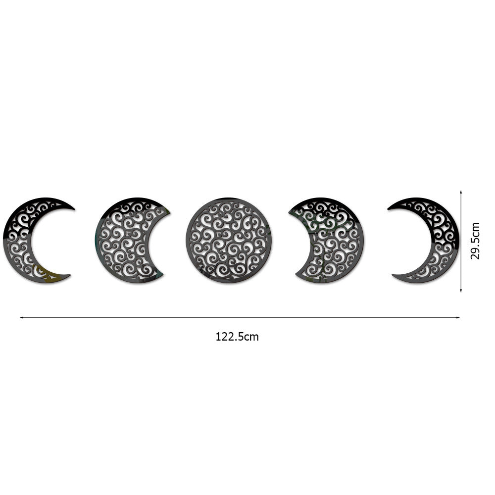 European Style 3D Stereoscopic Moon Phase Acrylic Mirror Wall Sticker
