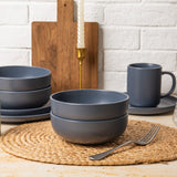 Elegant 12-Piece Stoneware Dinner Plates and Bowls Set for Exquisite Dining Experiences