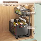 Luxury 2-Tier Adjustable Pull-Out Cabinet Organizer – Premium Carbon Steel Storage Solution