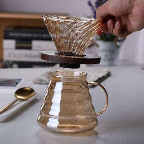Handmade Japanese 500ml Brown Glass Mini Coffee Pot Set