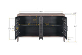 Hollow Four Door Antique Cabinet, American Country Style, Suitable for Living Room, TV Cabinet, Kitchen (Brown)