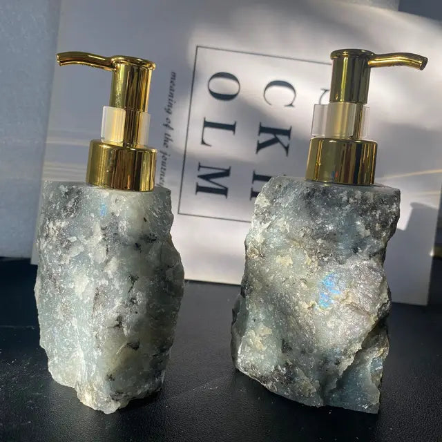 1 PCS Natural Pink Crystal Stone Press Bottle Dispenser 30ml Liquid Dispenser Shower Gel Wash Light Luxury Bathroom Accessory - Julia M LifeStyles