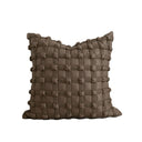 Light-luxury Brown-toned Piping Cushion Patchwork Lumbar Pillowcase