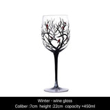 Hand-painted crystal glass wine goblet featuring four seasons design on premium crystal
