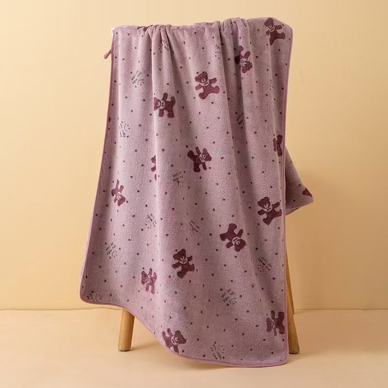 Wide Stripe Dark Stripe Coral Velvet Printing Towels Suit