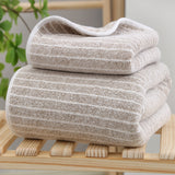 Wide Stripe Dark Stripe Coral Velvet Printing Towels Suit
