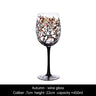 Hand-painted crystal glass wine goblet with four seasons design on premium crystal