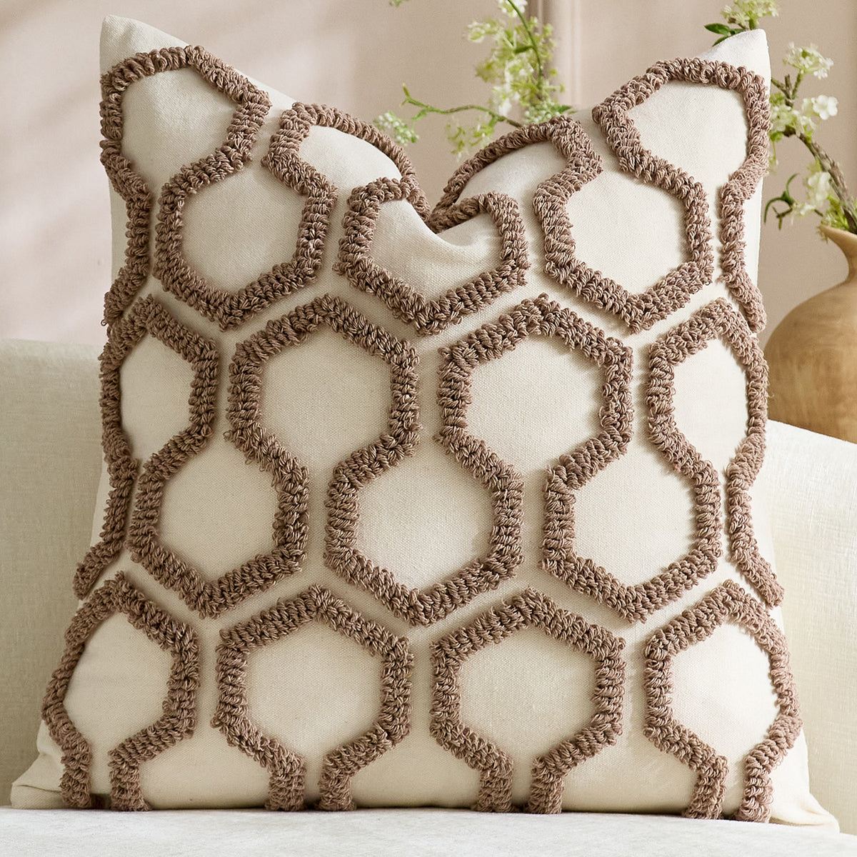 Luxury Honeycomb Tufted Cushion Cover – Textured Decorative Pillow Case