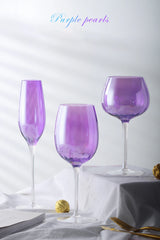 British Purple Goblet Champagne Glasses Set Nordic Style New Crystal Light Luxury Wine Glass Home Beautiful Colored Glass Cups