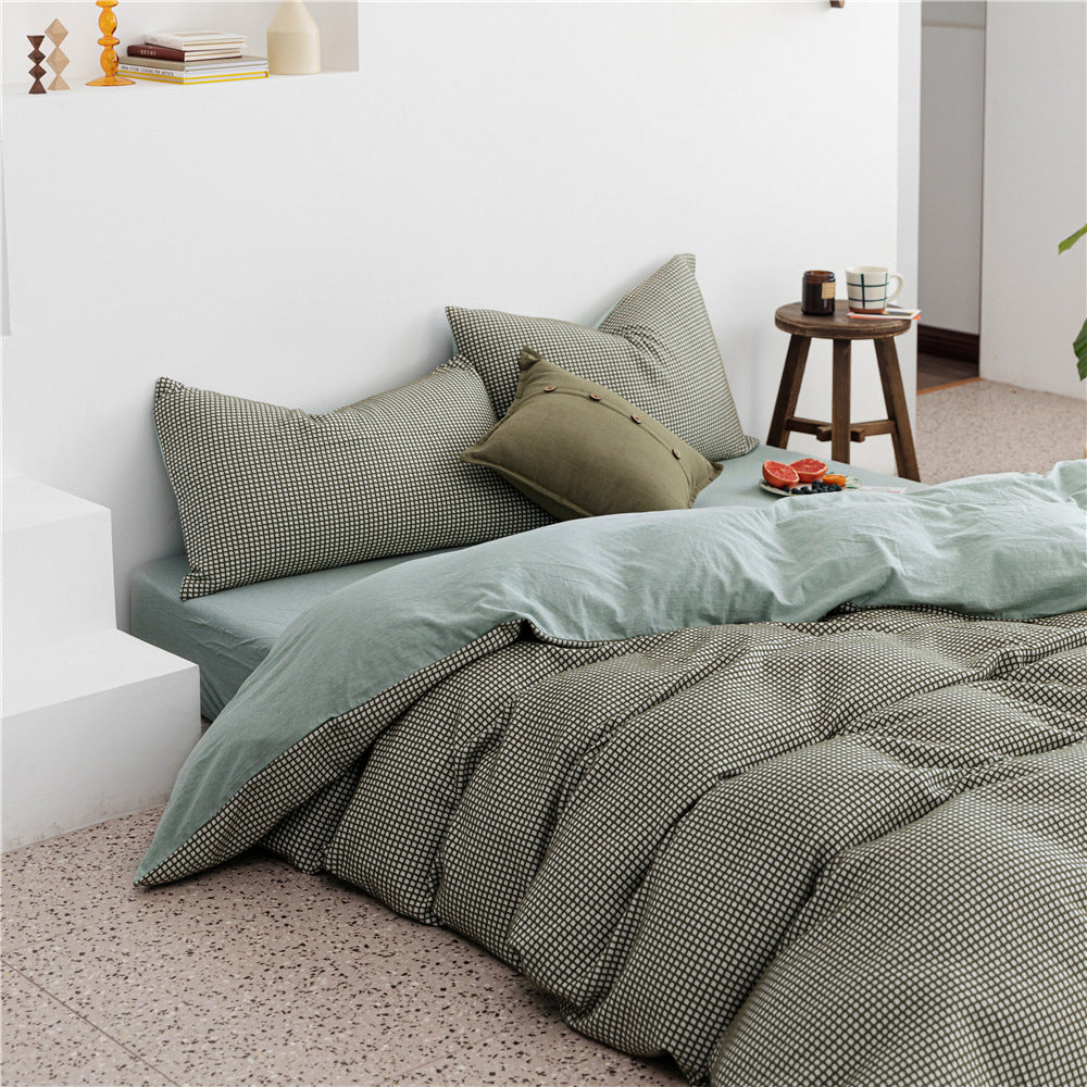 Cotton Simple Knitted Jacquard Quilt Cover Bedding Set