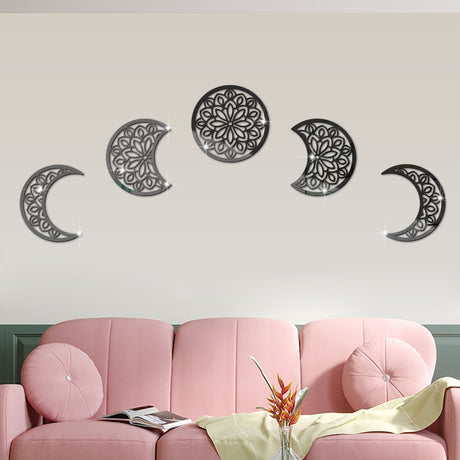 European Style 3D Stereoscopic Moon Phase Acrylic Mirror Wall Sticker