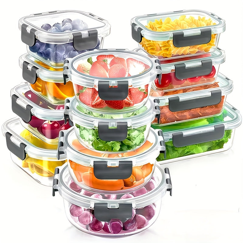 24pcs (12 Containers 12 Lids) Glass Food Storage Containers with Lids, Meal Prep, Pantry Kitchen Lunch Storage Containers, Leak Proof, Sealed Glass Lunch Box for Microwave, Oven, Fridge And Dishwasher Julia M LifeStyles