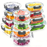 24pcs (12 Containers 12 Lids) Glass Food Storage Containers with Lids, Meal Prep, Pantry Kitchen Lunch Storage Containers, Leak Proof, Sealed Glass Lunch Box for Microwave, Oven, Fridge And Dishwasher Julia M LifeStyles