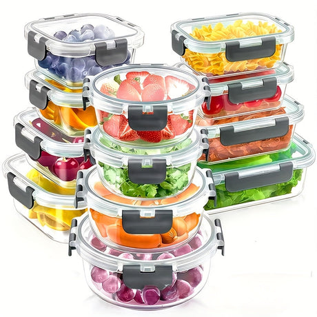 24pcs (12 Containers 12 Lids) Glass Food Storage Containers with Lids, Meal Prep, Pantry Kitchen Lunch Storage Containers, Leak Proof, Sealed Glass Lunch Box for Microwave, Oven, Fridge And Dishwasher Julia M LifeStyles