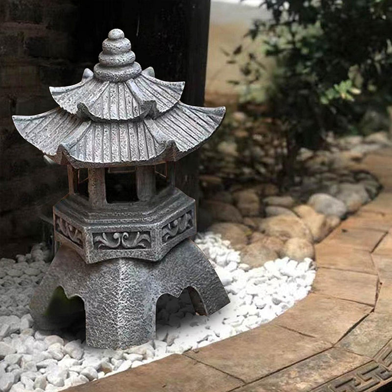 Solar-Powered Zen Garden Decor: Pagoda Lanterns & Statues eprolo