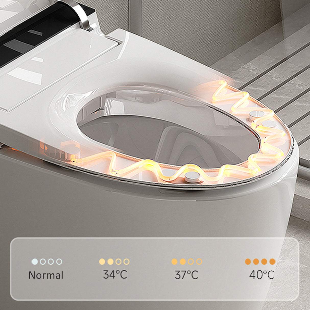 Smart Toilet with Heating, Portable Toilet with Automatic Opening and Closing, 1.28GPF Water Tank Free Toilet, White