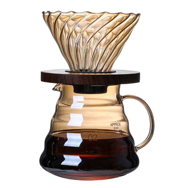 Handmade Japanese 500ml Brown Glass Mini Coffee Pot Set