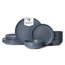 Elegant 12-Piece Stoneware Dinner Plates and Bowls Set for Exquisite Dining Experiences