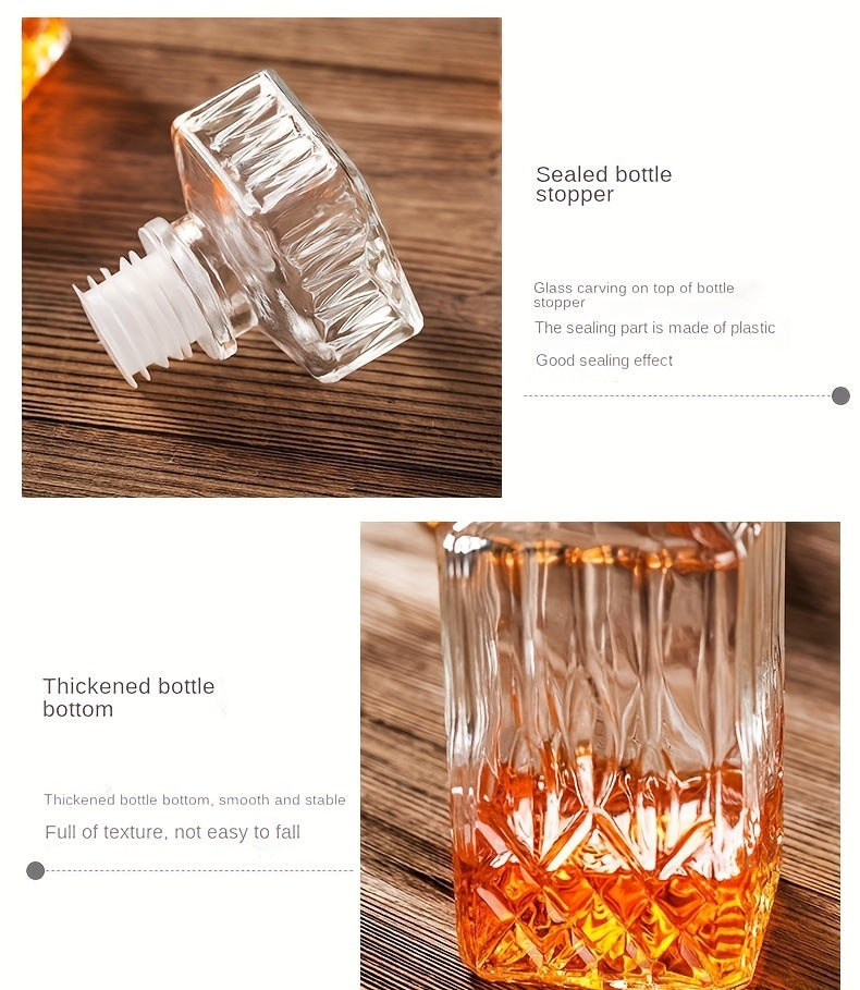 7pcs, Wine Glass Set, Glass Whiskey Decanter And Whiskey Glasses Set, Decanter With 6 Double Layered Vintage Glasses, Lead Free Whiskey Glassware, Accessories, Bar Supplies - Julia M LifeStyles