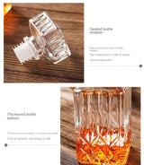 7pcs, Wine Glass Set, Glass Whiskey Decanter And Whiskey Glasses Set, Decanter With 6 Double Layered Vintage Glasses, Lead Free Whiskey Glassware, Accessories, Bar Supplies - Julia M LifeStyles