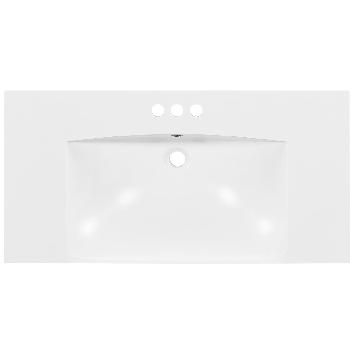 36" Single Bathroom Basin Sink, Vanity Top Only, 3-Faucet Holes, Resin