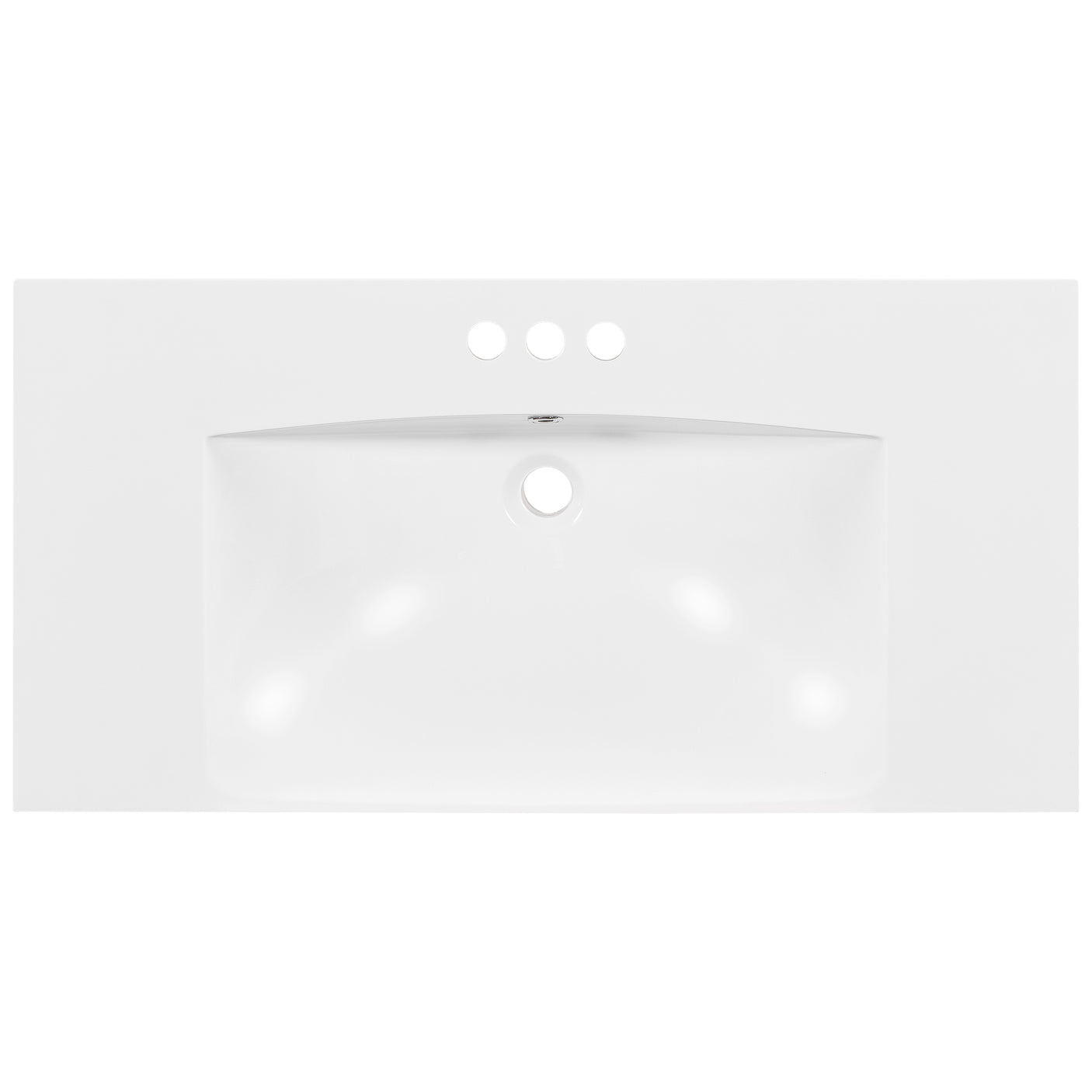 36" Single Bathroom Basin Sink, Vanity Top Only, 3-Faucet Holes, Resin - Julia M LifeStyles