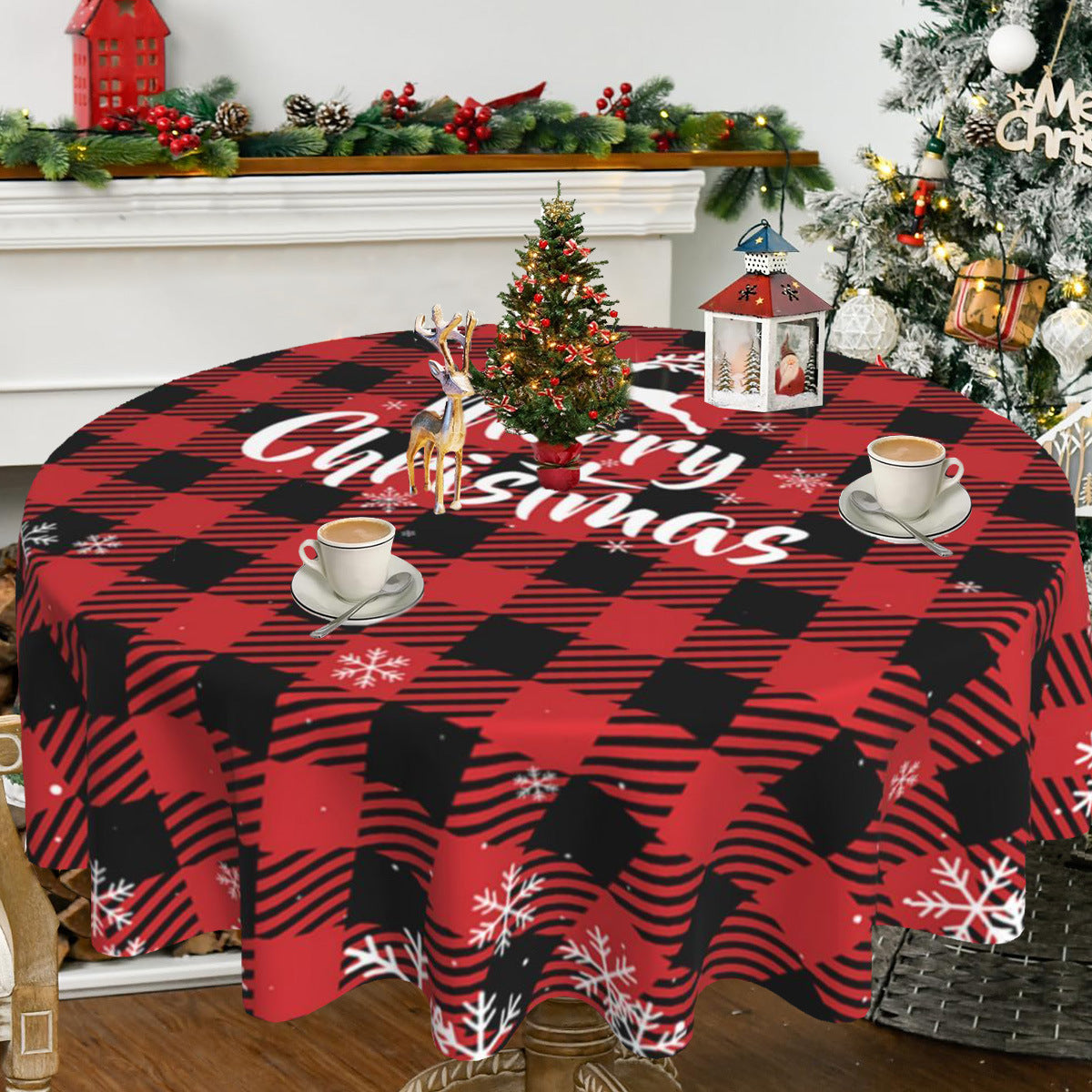 Christmas circular tablecloth home decoration indoor and outdoor desktop decoration cloth Julia M Home & Kitchen