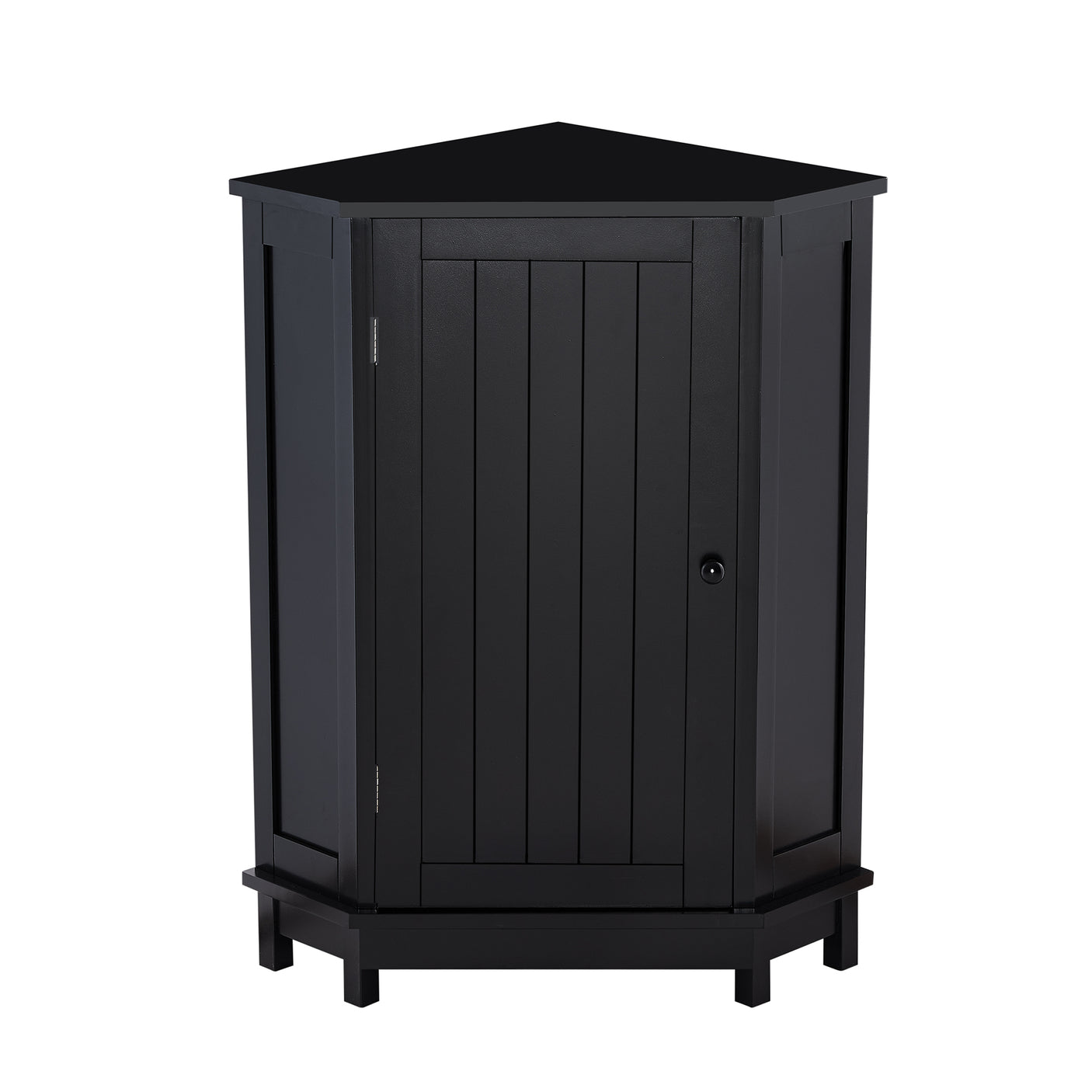Black Bathroom Cabinet Triangle Corner Storage Cabinet with Adjustable Shelf Modern Style MDF Board - Julia M LifeStyles