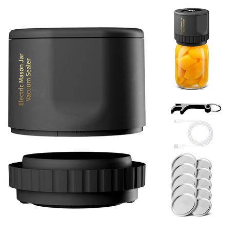 Electric Mason Jar Vacuum Sealer Kit Cordless Automatic Jar Sealer Kit for Food Storage and Fermentation with Mason Jar Lids - Julia M LifeStyles