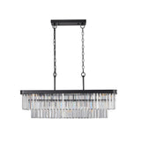 Chandeliers,Rectangular Crystal Chandelier Adjustable,E12 Modern Industrial Crystal Lights (Bulb Not Included)