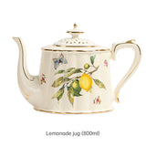 European - style Elegant Lemon Espresso Cups Set: Includes Tea Cups, Saucers, Ceramic Mugs, and a Dessert Plate