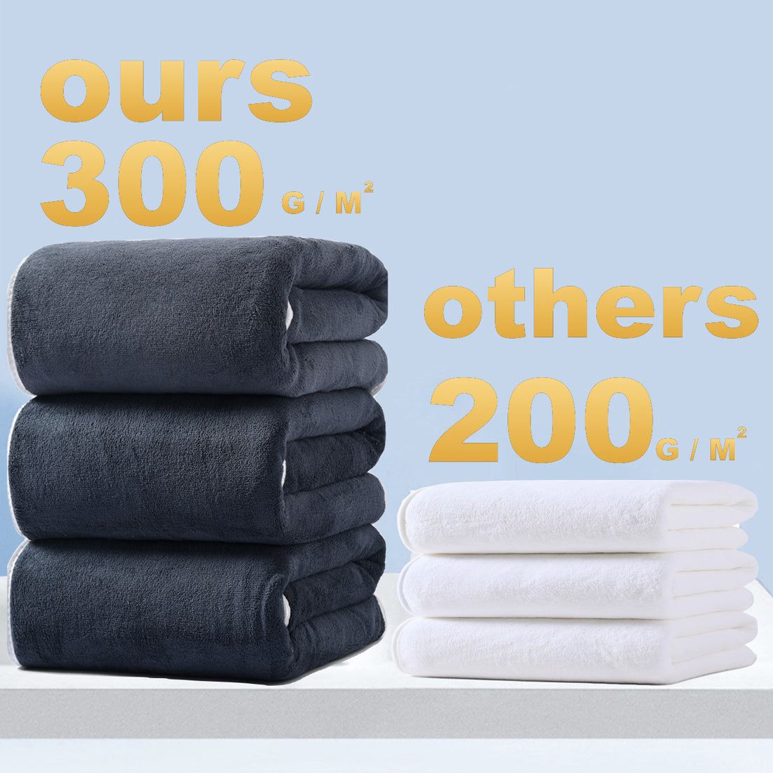 3 Pieces Egyptian Cotton Towels Set - Large Size Bath Sheets