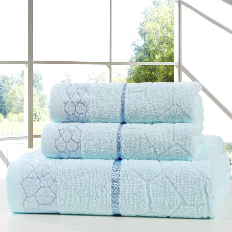 Julia M Lifestyles 3pcs Cotton Towel Set - Pink Geometric Design - Julia M LifeStyles