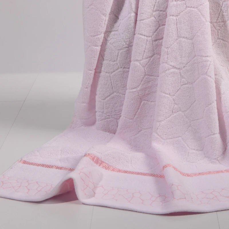 Julia M Lifestyles 3pcs Cotton Towel Set - Pink Geometric Design - Julia M LifeStyles