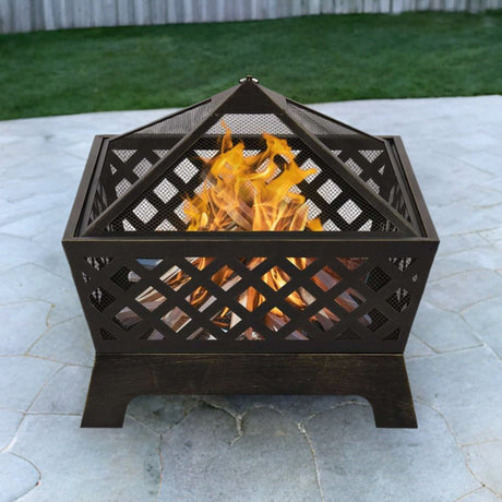 4 Angles Mesh Brazier Bronze Fire Pit - Julia M LifeStyles