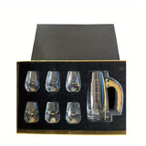 Luxury Crystal Whiskey Glass Set with Golden Foil - 6 Glasses & Decanter