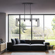 Pendant Lighting 4 Light Industrial Vintage Open Frame Rectangle Chandeliers Modern Black Linear Cage Ceiling Light Fixture - Julia M LifeStyles