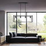 Pendant Lighting 4 Light Industrial Vintage Open Frame Rectangle Chandeliers Modern Black Linear Cage Ceiling Light Fixture - Julia M LifeStyles