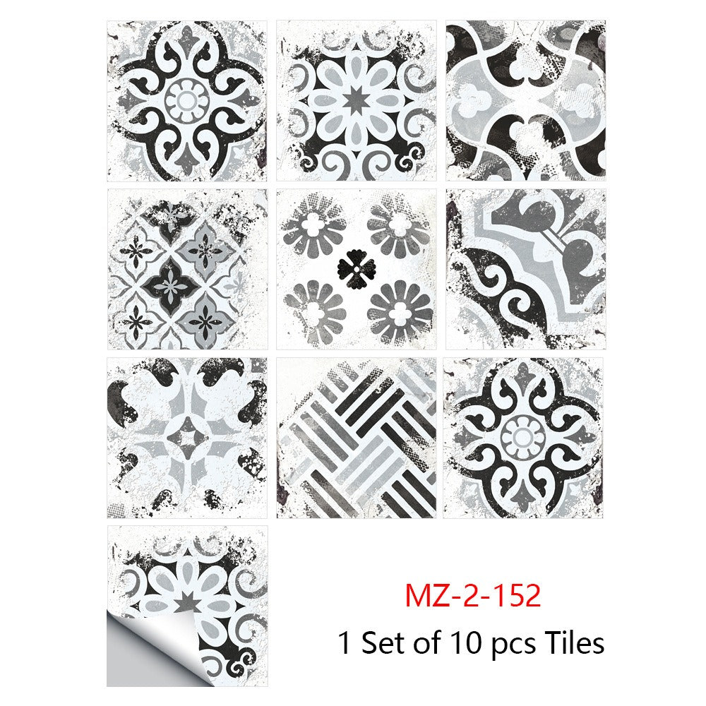 Mosaic 10-Piece Imitation Ceramic Tile Stickers Set for Home Decoration