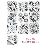Mosaic 10-Piece Imitation Ceramic Tile Stickers Set for Home Decoration