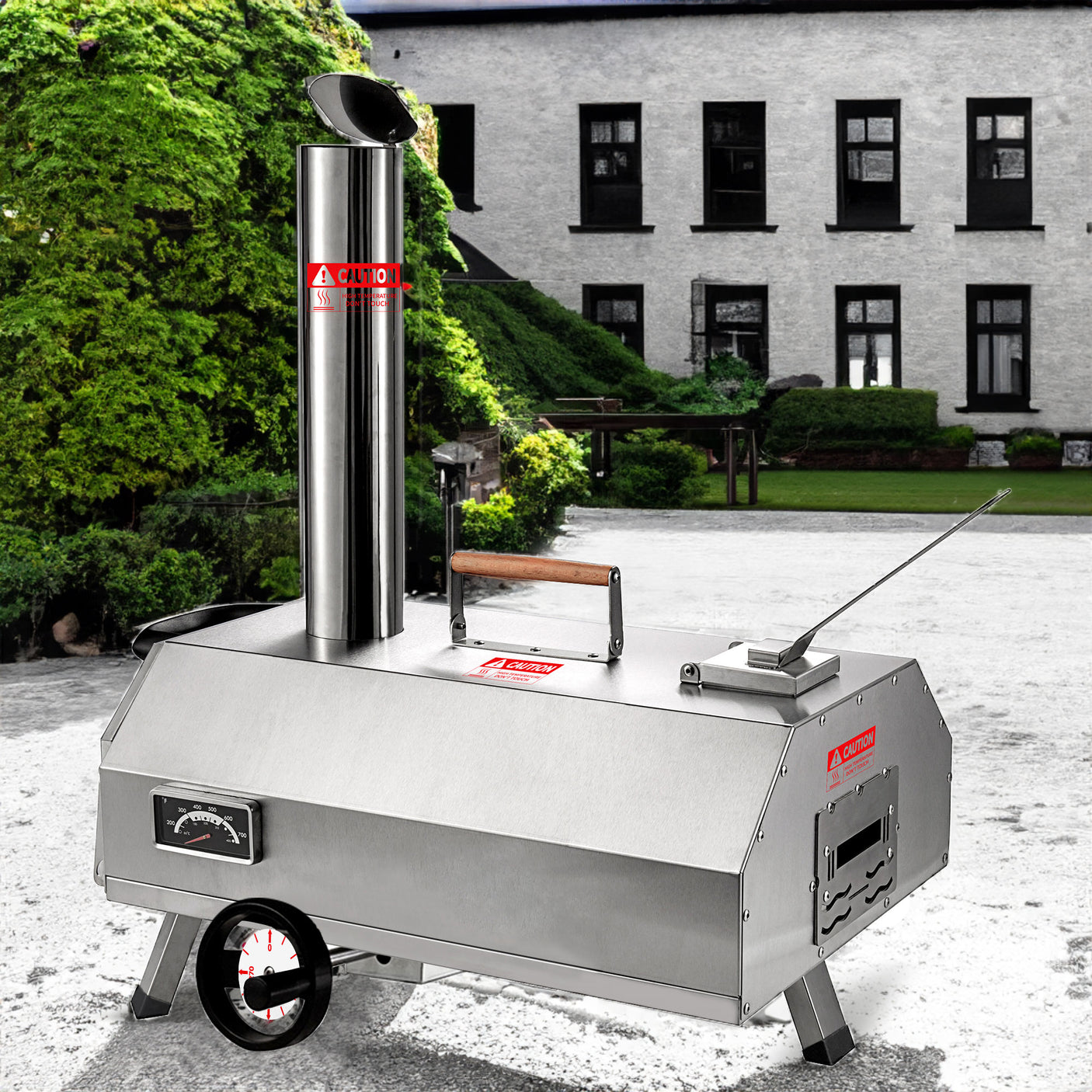 Semi-Automatic Silver 12 Outdoor Pizza Oven Portable Wood Fired Pizza Oven - Julia M LifeStyles